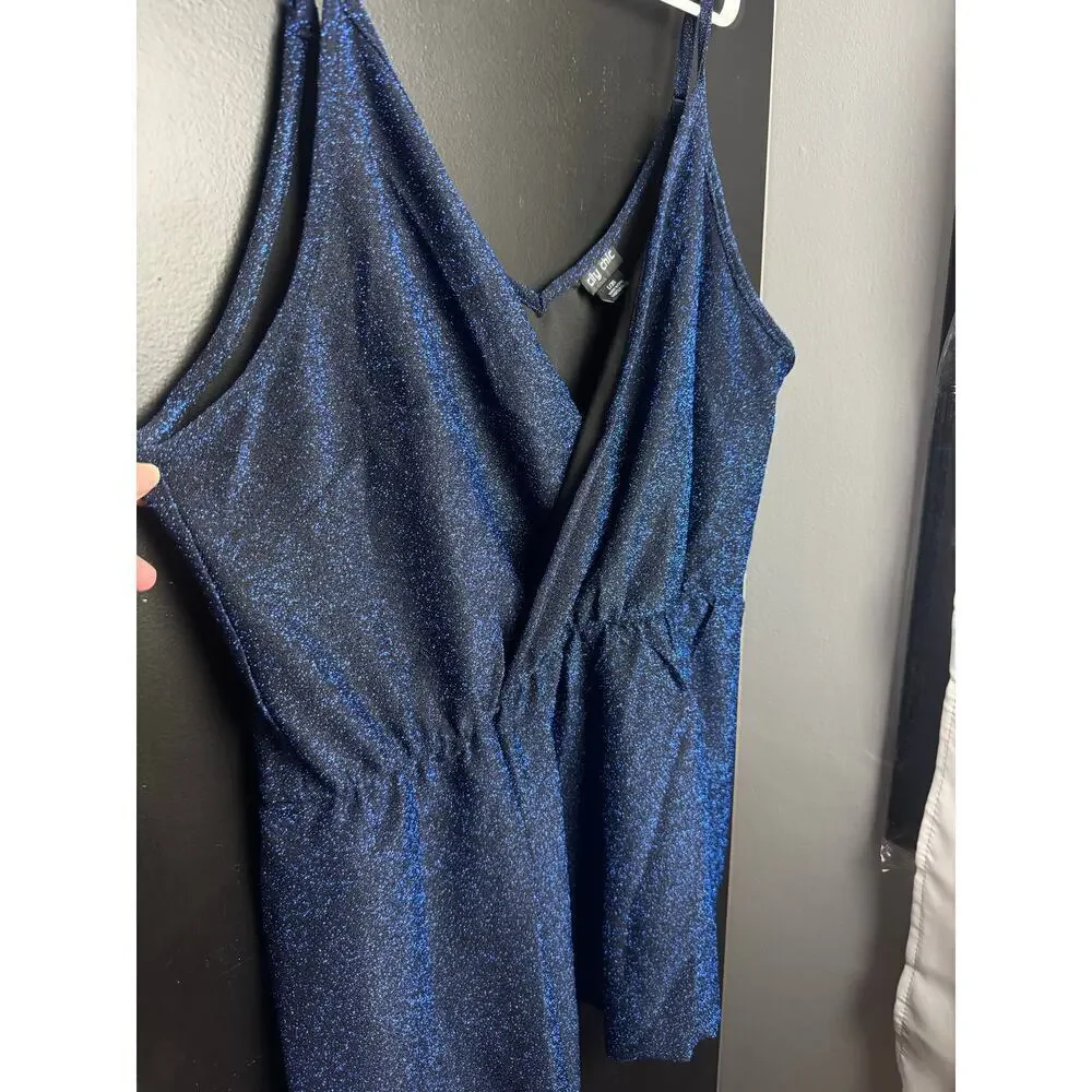 City Chic Electric Blue Asymmetrical Blouse High Stretch - Large/20 (Plus) NWT